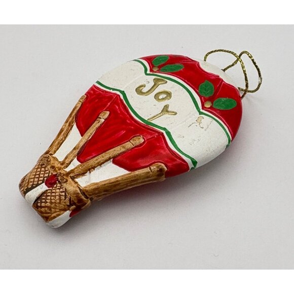 Vintage Santa Hot Air Balloon Christmas Ornament Ho Ho HO Joy Hand Painted - Picture 3 of 6